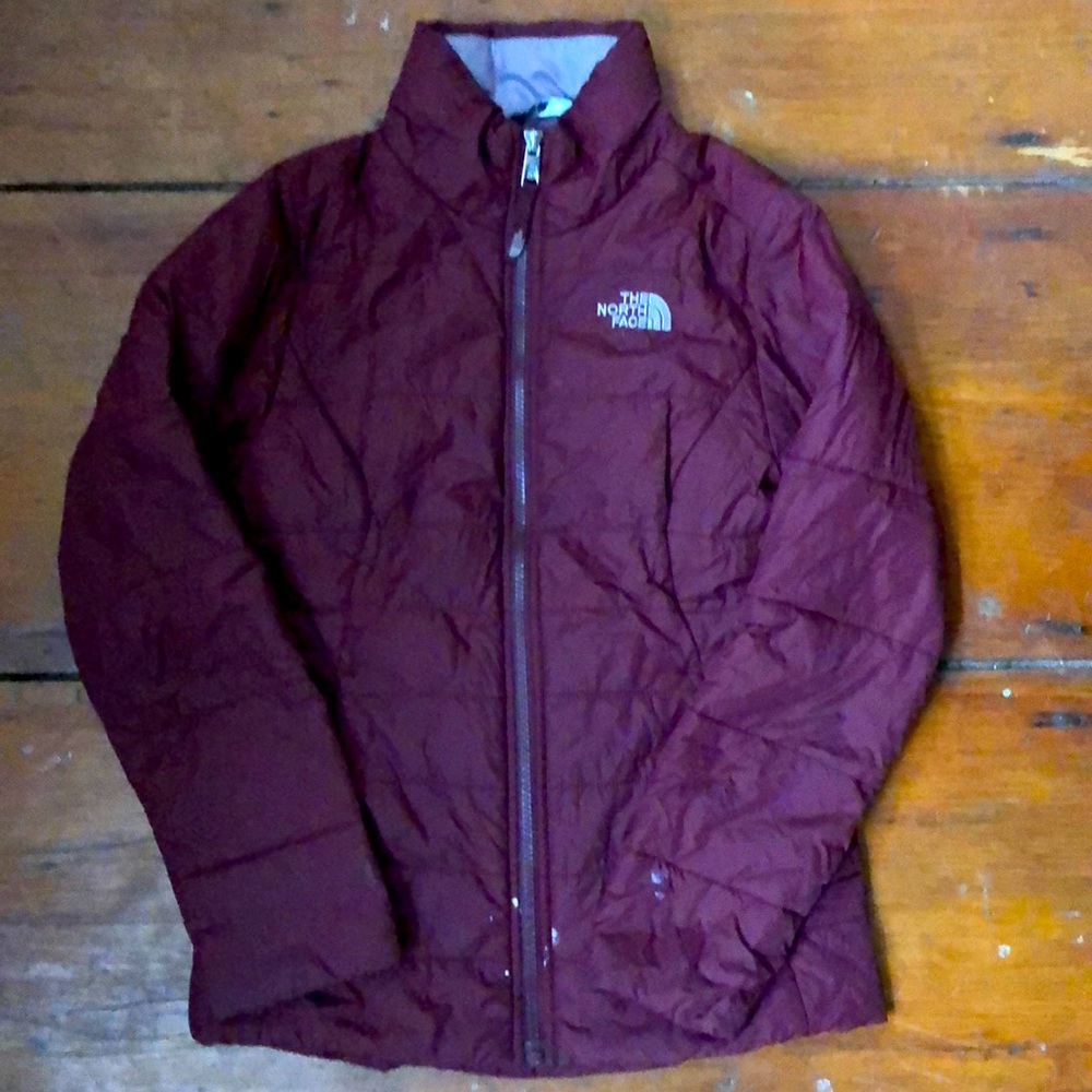 Girls North Face puffer jacket Burgundy sz 10/12